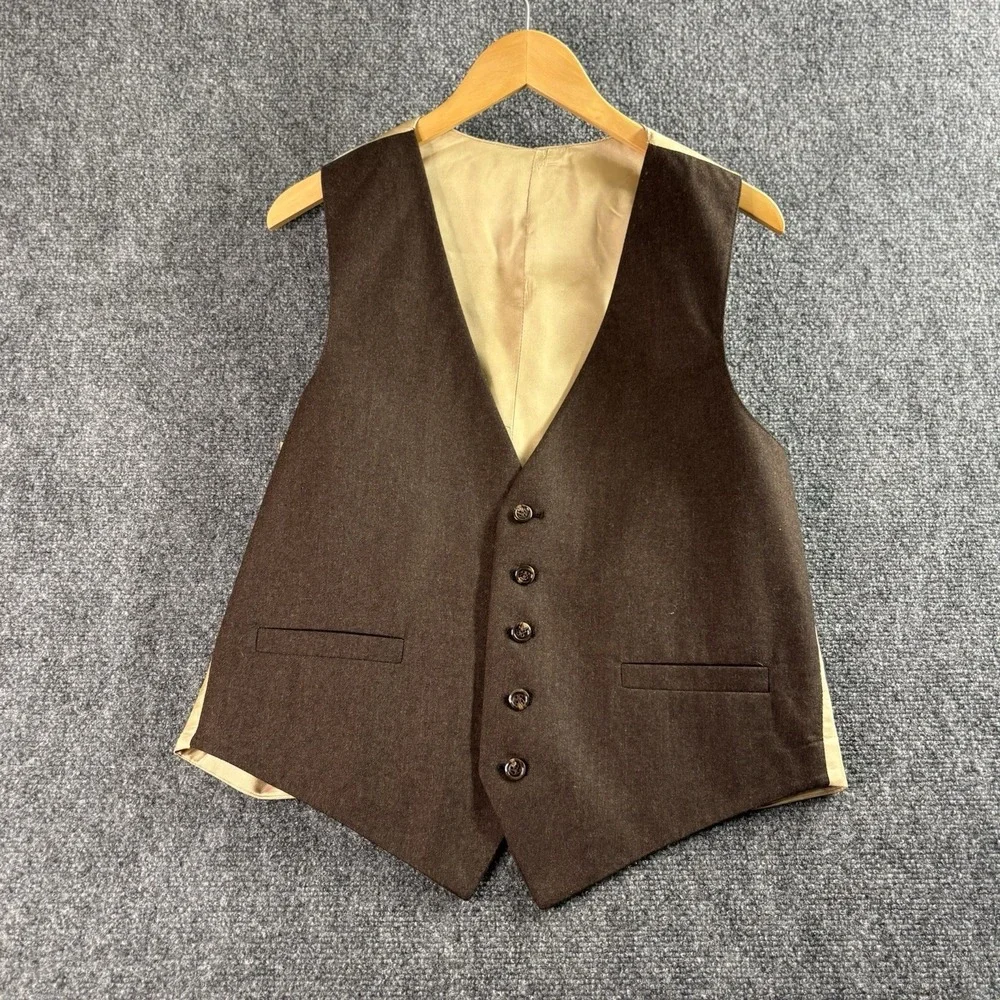 VTG 1970's Pierre Cardin Tweed Wool Blazer & Vest Brown- Leather Buttons